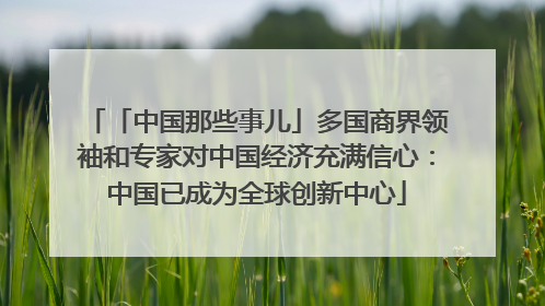 「中国那些事儿」多国商界领袖和专家对中国经济充满信心：中国已成为全球创新中心