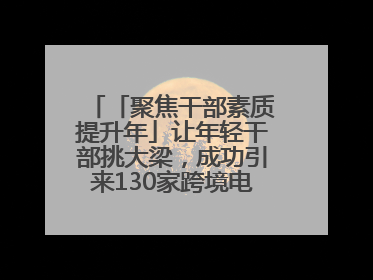 「聚焦干部素质提升年」让年轻干部挑大梁，成功引来130家跨境电商企业