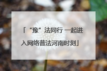 “豫”法同行 一起进入网络普法河南时刻