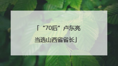 “70后”卢东亮当选山西省省长