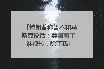 特朗普称暂不和马斯克说话：美国离了谁都转，除了我