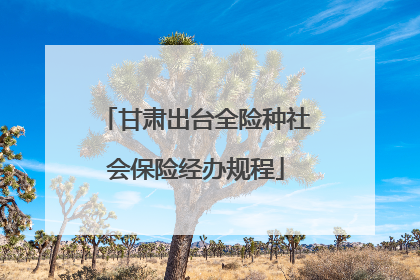 甘肃出台全险种社会保险经办规程