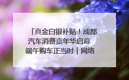 真金白银补贴！成都汽车消费嘉年华启幕 端午购车正当时｜网络中国节·端午