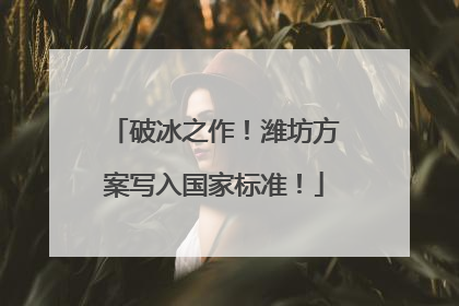 破冰之作！潍坊方案写入国家标准！