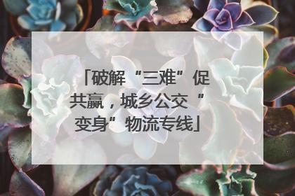 破解“三难”促共赢，城乡公交“变身”物流专线