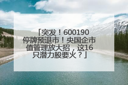 突发！600190停牌预退市！央国企市值管理放大招，这16只潜力股要火？