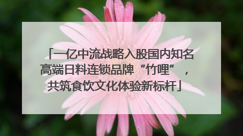 一亿中流战略入股国内知名高端日料连锁品牌“竹哩”，共筑食饮文化体验新标杆