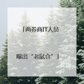 两券商IT人员曝出“老鼠仓”
