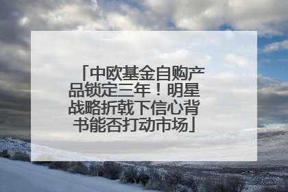 中欧基金自购产品锁定三年！明星战略折戟下信心背书能否打动市场