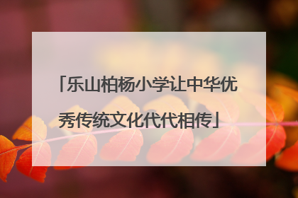 乐山柏杨小学让中华优秀传统文化代代相传