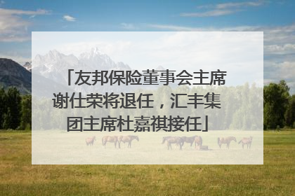 友邦保险董事会主席谢仕荣将退任，汇丰集团主席杜嘉祺接任