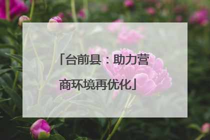 台前县：助力营商环境再优化