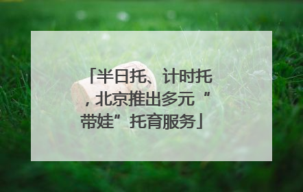 半日托、计时托，北京推出多元“带娃”托育服务