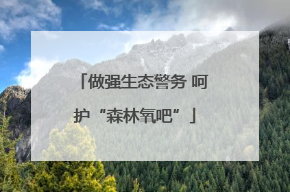 做强生态警务 呵护“森林氧吧”