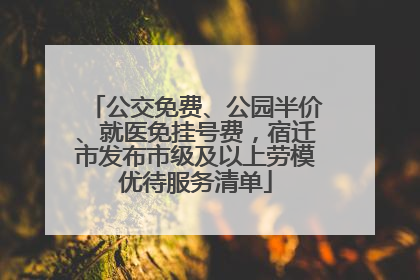 公交免费、公园半价、就医免挂号费，宿迁市发布市级及以上劳模优待服务清单