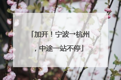 加开！宁波→杭州，中途一站不停
