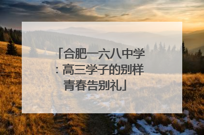 合肥一六八中学：高三学子的别样青春告别礼
