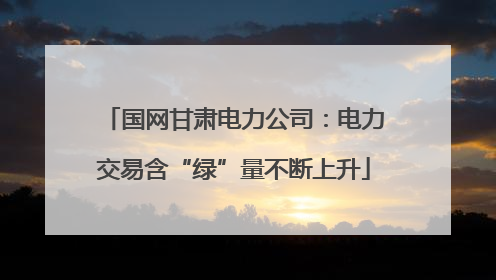 国网甘肃电力公司：电力交易含“绿”量不断上升