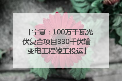 宁夏：100万千瓦光伏复合项目330千伏输变电工程竣工投运