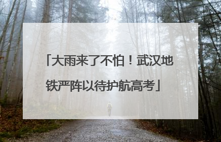 大雨来了不怕！武汉地铁严阵以待护航高考