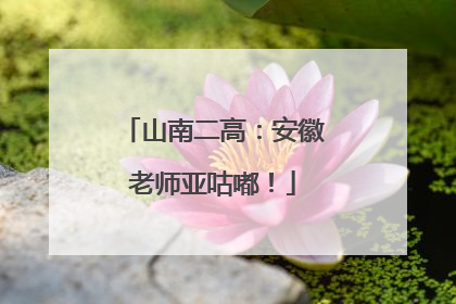山南二高：安徽老师亚咕嘟！