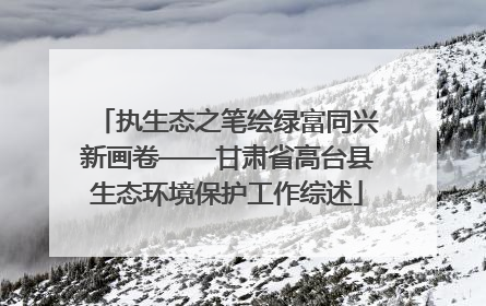 执生态之笔绘绿富同兴新画卷——甘肃省高台县生态环境保护工作综述
