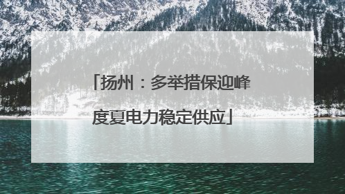 扬州：多举措保迎峰度夏电力稳定供应