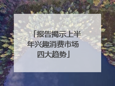 报告揭示上半年兴趣消费市场四大趋势