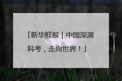 新华鲜报｜中国深渊科考，走向世界！