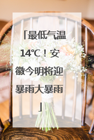 最低气温14℃！安徽今明将迎暴雨大暴雨