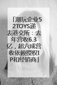 潮玩企业52TOYS递表港交所：去年营收6.3亿，超六成营收依赖授权IP和经销商