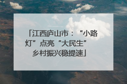 江西庐山市：“小路灯”点亮“大民生” 乡村振兴稳提速