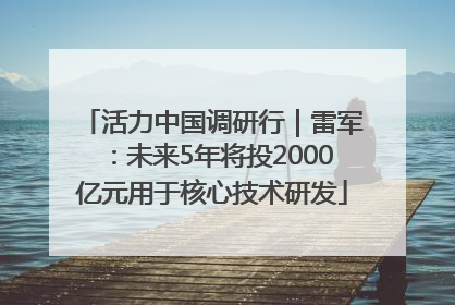 活力中国调研行｜雷军：未来5年将投2000亿元用于核心技术研发