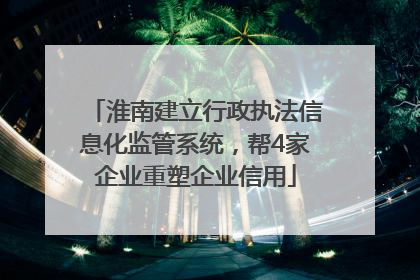 淮南建立行政执法信息化监管系统，帮4家企业重塑企业信用