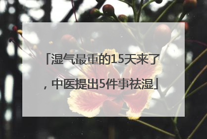 湿气最重的15天来了，中医提出5件事祛湿