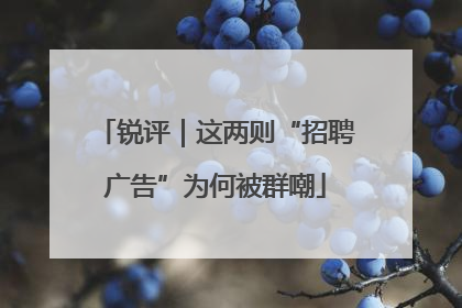锐评｜这两则“招聘广告”为何被群嘲