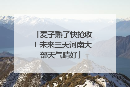 麦子熟了快抢收！未来三天河南大部天气晴好