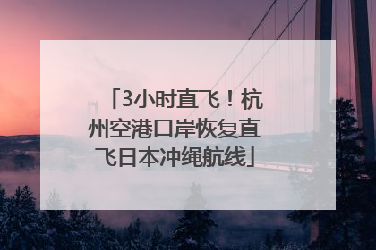3小时直飞！杭州空港口岸恢复直飞日本冲绳航线