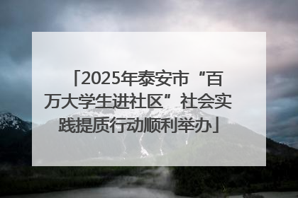 2025年泰安市“百万大学生进社区”社会实践提质行动顺利举办